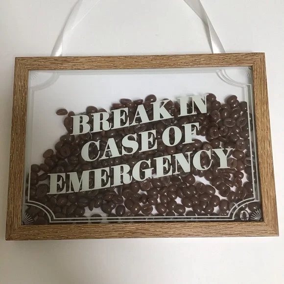 Coffee Shop Picture Bean Filled Wall Art Box Break In Case of Emergency Cafe 3D - Picture 14 of 15